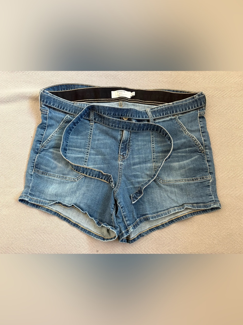 torrid Blue Denim Shorts with Removable Tie